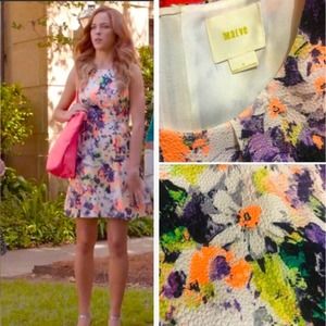 Anthropologie by Maeve Neon Watercolor Floral Dress Sz 8